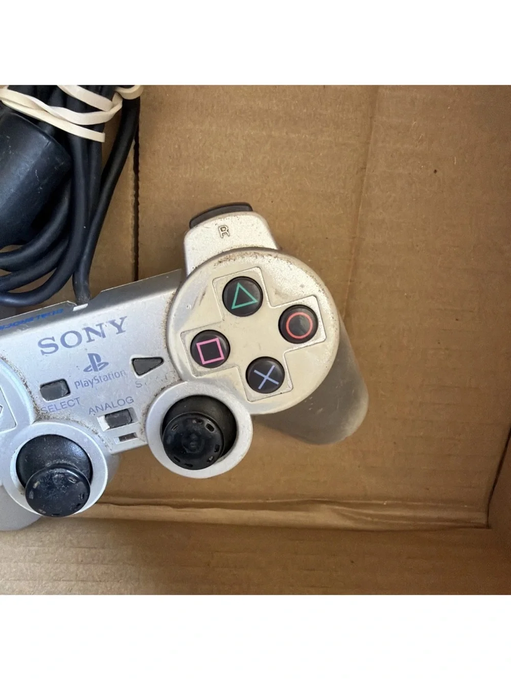 OEM Sony PS2 DualShock 2 Controller Silver SCPH-10010 Analog Wired Tested